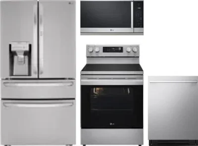 4 Piece Package Includes Refrigerator, Range, Microwave And Dishwasher