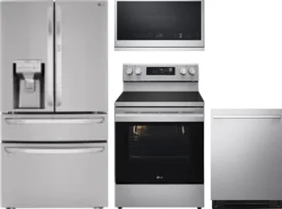 4 Piece Package Includes Refrigerator, Range, Microwave And Dishwasher