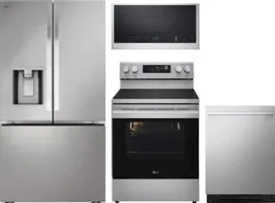 4 Piece Package Includes Refrigerator, Range, Microwave And Dishwasher