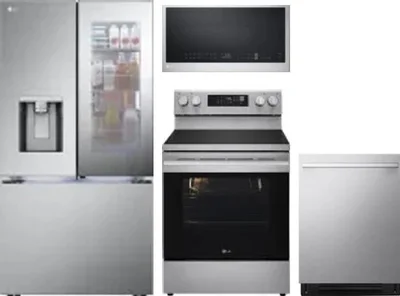 4 Piece Package Includes Refrigerator, Range, Microwave And Dishwasher