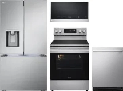 4 Piece Package Includes Refrigerator, Range, Microwave And Dishwasher