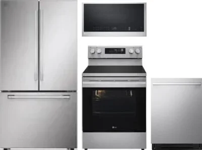 4 Piece Package Includes Refrigerator, Range, Microwave And Dishwasher