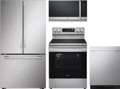 4 Piece Package Includes Refrigerator, Range, Microwave And Dishwasher