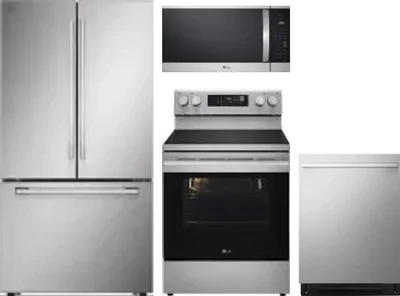4 Piece Package Includes Refrigerator, Range, Microwave And Dishwasher