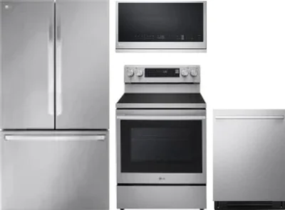 4 Piece Package Includes Refrigerator, Range, Microwave And Dishwasher