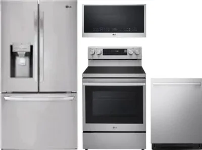 4 Piece Package Includes Refrigerator, Range, Microwave And Dishwasher