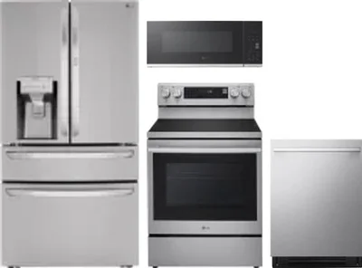 4 Piece Package Includes Refrigerator, Range, Microwave And Dishwasher