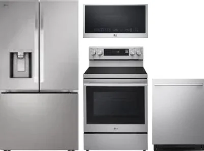 4 Piece Package Includes Refrigerator, Range, Microwave And Dishwasher