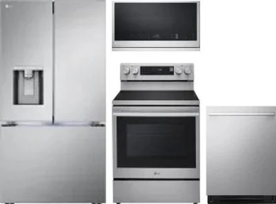 4 Piece Package Includes Refrigerator, Range, Microwave And Dishwasher