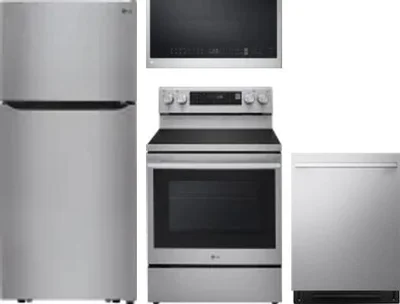 4 Piece Package Includes Refrigerator, Range, Microwave And Dishwasher