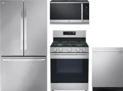 4 Piece Package Includes Refrigerator, Range, Microwave And Dishwasher