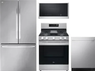 4 Piece Package Includes Refrigerator, Range, Microwave And Dishwasher