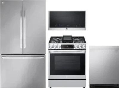 4 Piece Package Includes Refrigerator, Range, Microwave And Dishwasher
