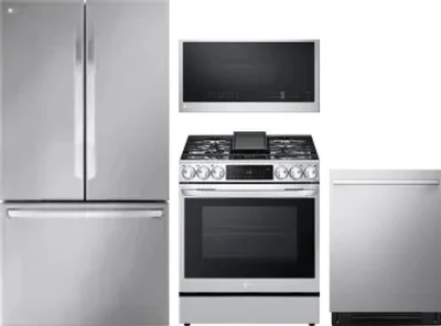 4 Piece Package Includes Refrigerator, Range, Microwave And Dishwasher
