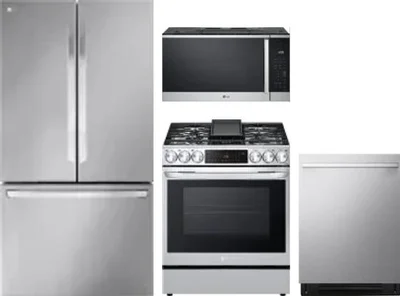 4 Piece Package Includes Refrigerator, Range, Microwave And Dishwasher