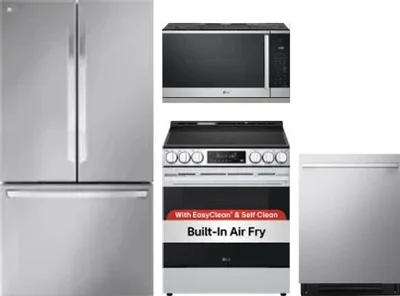 4 Piece Package Includes Refrigerator, Range, Microwave And Dishwasher