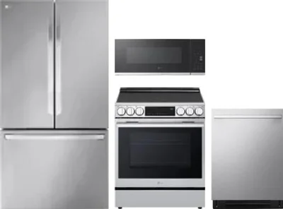 4 Piece Package Includes Refrigerator, Range, Microwave And Dishwasher