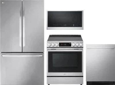 4 Piece Package Includes Refrigerator, Range, Microwave And Dishwasher