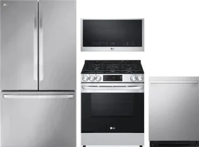 4 Piece Package Includes Refrigerator, Range, Microwave And Dishwasher