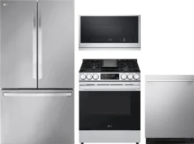 4 Piece Package Includes Refrigerator, Range, Microwave And Dishwasher