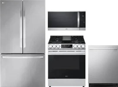 4 Piece Package Includes Refrigerator, Range, Microwave And Dishwasher