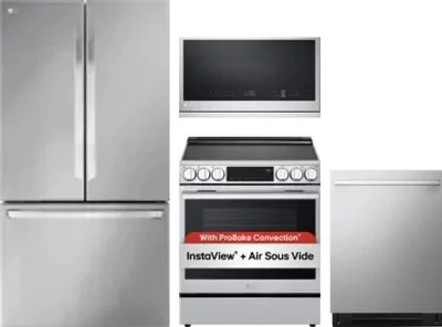 4 Piece Package Includes Refrigerator, Range, Microwave And Dishwasher