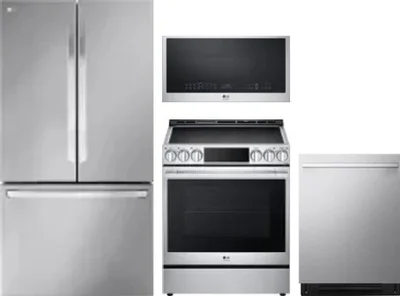 4 Piece Package Includes Refrigerator, Range, Microwave And Dishwasher