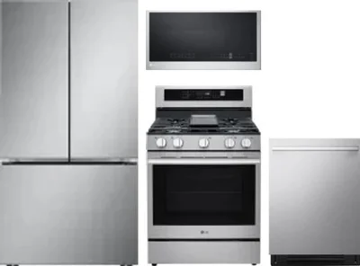 4 Piece Package Includes Refrigerator, Range, Microwave And Dishwasher