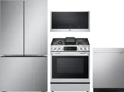 4 Piece Package Includes Refrigerator, Range, Microwave And Dishwasher