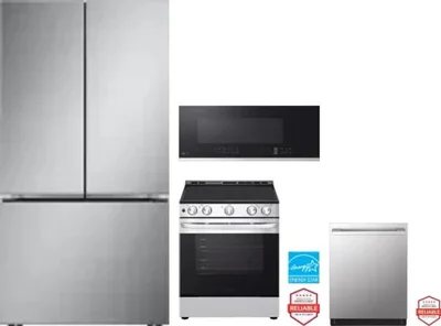 4 Piece Package Includes Refrigerator, Range, Microwave And Dishwasher
