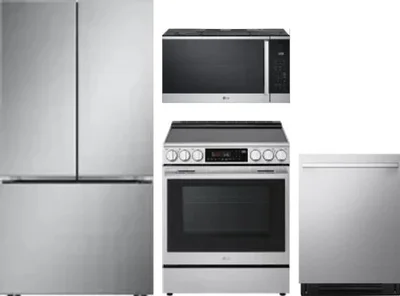 4 Piece Package Includes Refrigerator, Range, Microwave And Dishwasher