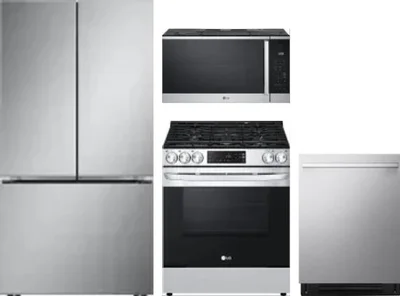 4 Piece Package Includes Refrigerator, Range, Microwave And Dishwasher
