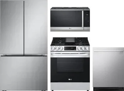 4 Piece Package Includes Refrigerator, Range, Microwave And Dishwasher