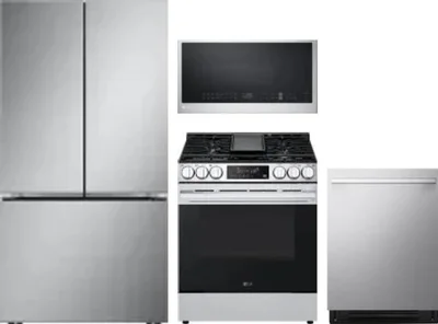 4 Piece Package Includes Refrigerator, Range, Microwave And Dishwasher