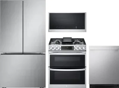4 Piece Package Includes Refrigerator, Range, Microwave And Dishwasher