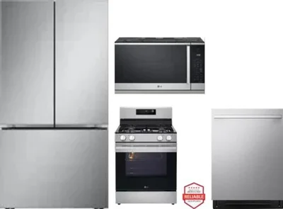 4 Piece Package Includes Refrigerator, Range, Microwave And Dishwasher