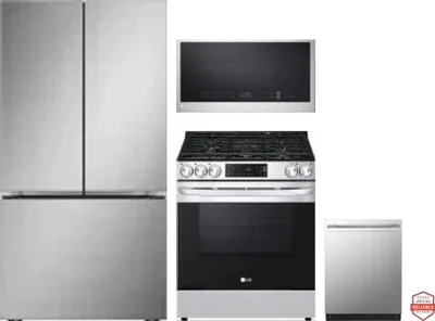 4 Piece Package Includes Refrigerator, Range, Microwave And Dishwasher