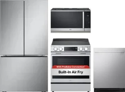 4 Piece Package Includes Refrigerator, Range, Microwave And Dishwasher