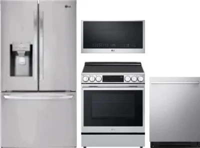 4 Piece Package Includes Refrigerator, Range, Microwave And Dishwasher