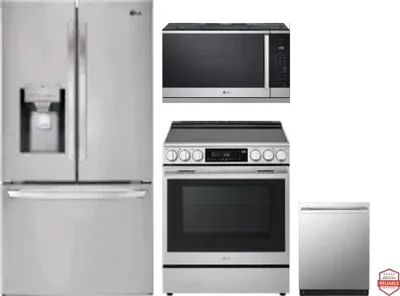 4 Piece Package Includes Refrigerator, Range, Microwave And Dishwasher