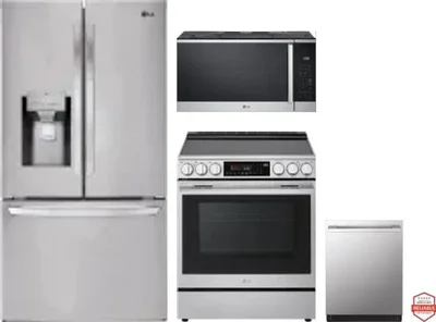 4 Piece Package Includes Refrigerator, Range, Microwave And Dishwasher