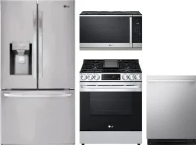 4 Piece Package Includes Refrigerator, Range, Microwave And Dishwasher