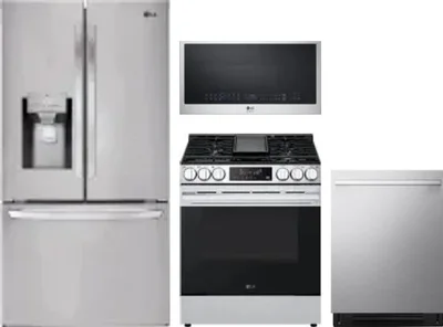 4 Piece Package Includes Refrigerator, Range, Microwave And Dishwasher