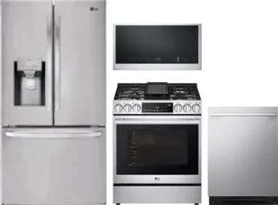 4 Piece Package Includes Refrigerator, Range, Microwave And Dishwasher