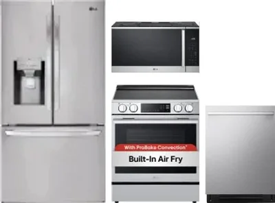 4 Piece Package Includes Refrigerator, Range, Microwave And Dishwasher