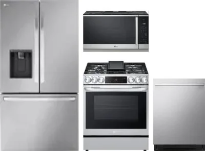4 Piece Package Includes Refrigerator, Range, Microwave And Dishwasher