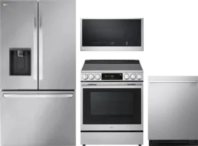 4 Piece Package Includes Refrigerator, Range, Microwave And Dishwasher