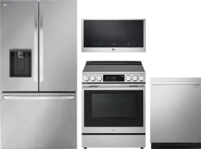 4 Piece Package Includes Refrigerator, Range, Microwave And Dishwasher