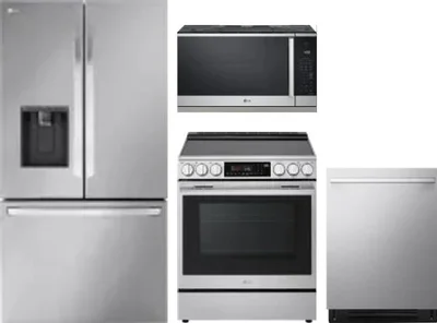 4 Piece Package Includes Refrigerator, Range, Microwave And Dishwasher