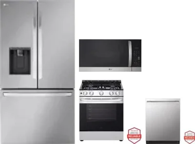 4 Piece Package Includes Refrigerator, Range, Microwave And Dishwasher